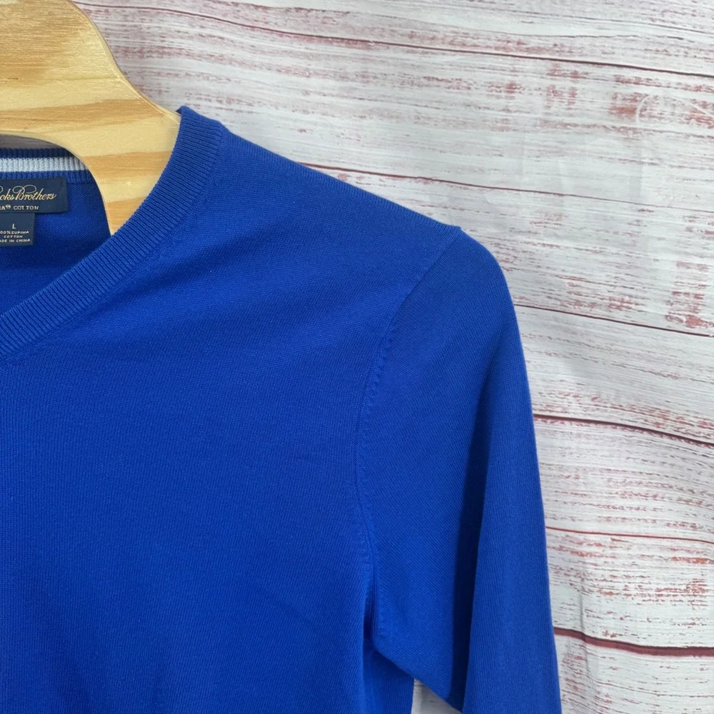 Brooks Brothers Sweater Mens Large Supima Cotton V-Neck Lightweight‎ Pullover